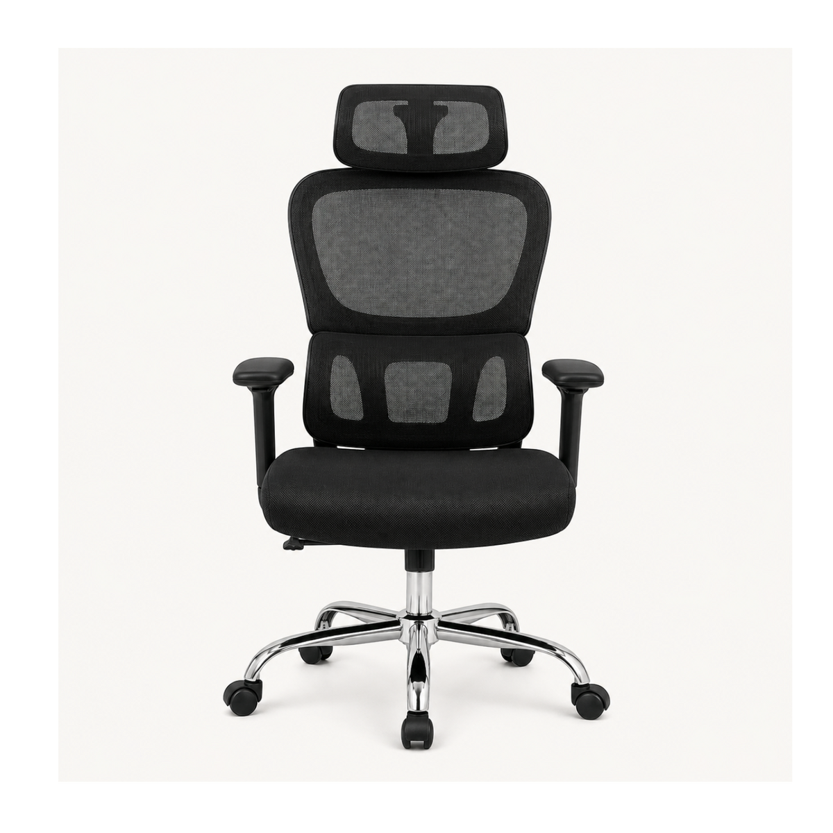 Silla de oficina ergonómica SIT Titán4 en color negro con respaldo de malla transpirable y base metálica giratoria.
