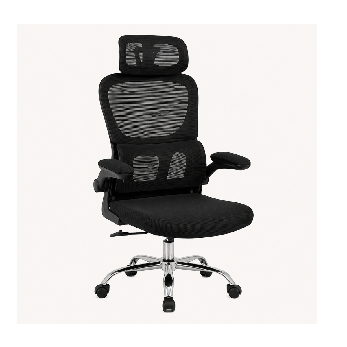 Silla de oficina ergonómica SIT Titán4 negra con respaldo de malla transpirable, asiento acolchado y base metálica.